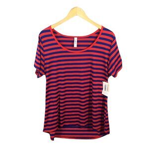 NWT Women’s LuLaRoe Nautical Striped Print CLASSIC T Stretch Shirt Top XL